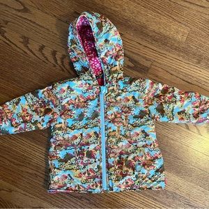 Oilily Deer Print Girls Hooded Coat Size 92 Age 2 Years